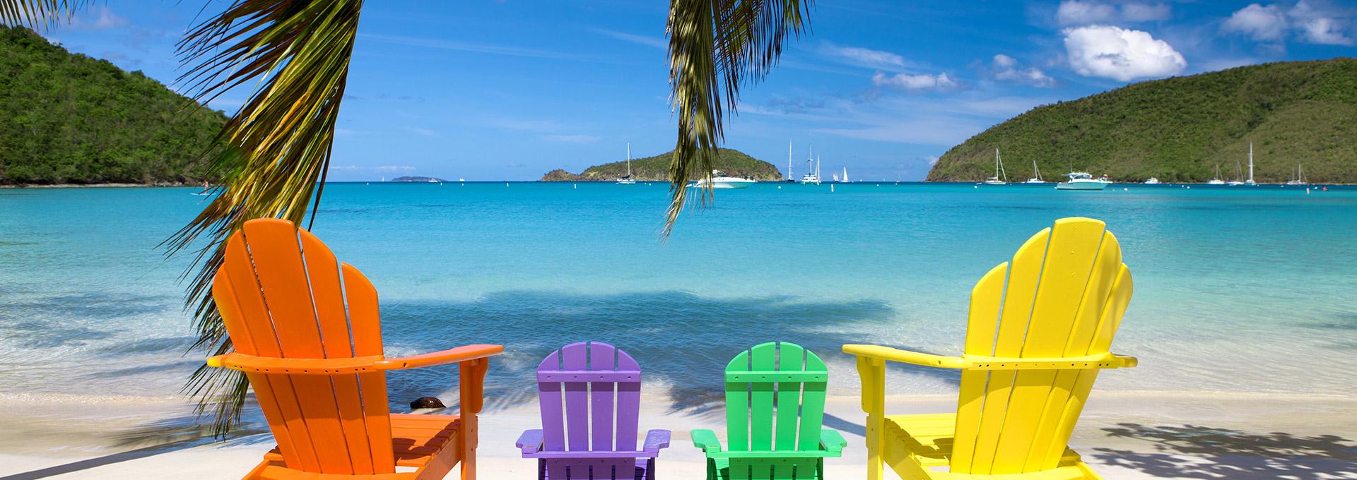 Beachfront chairs in the Caribbean