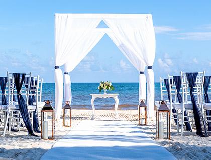 Beach wedding ceremony