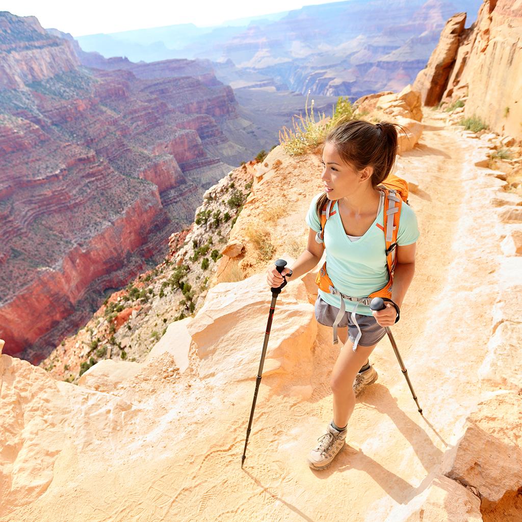 Hiking along sandstone trails through the Arizona desert